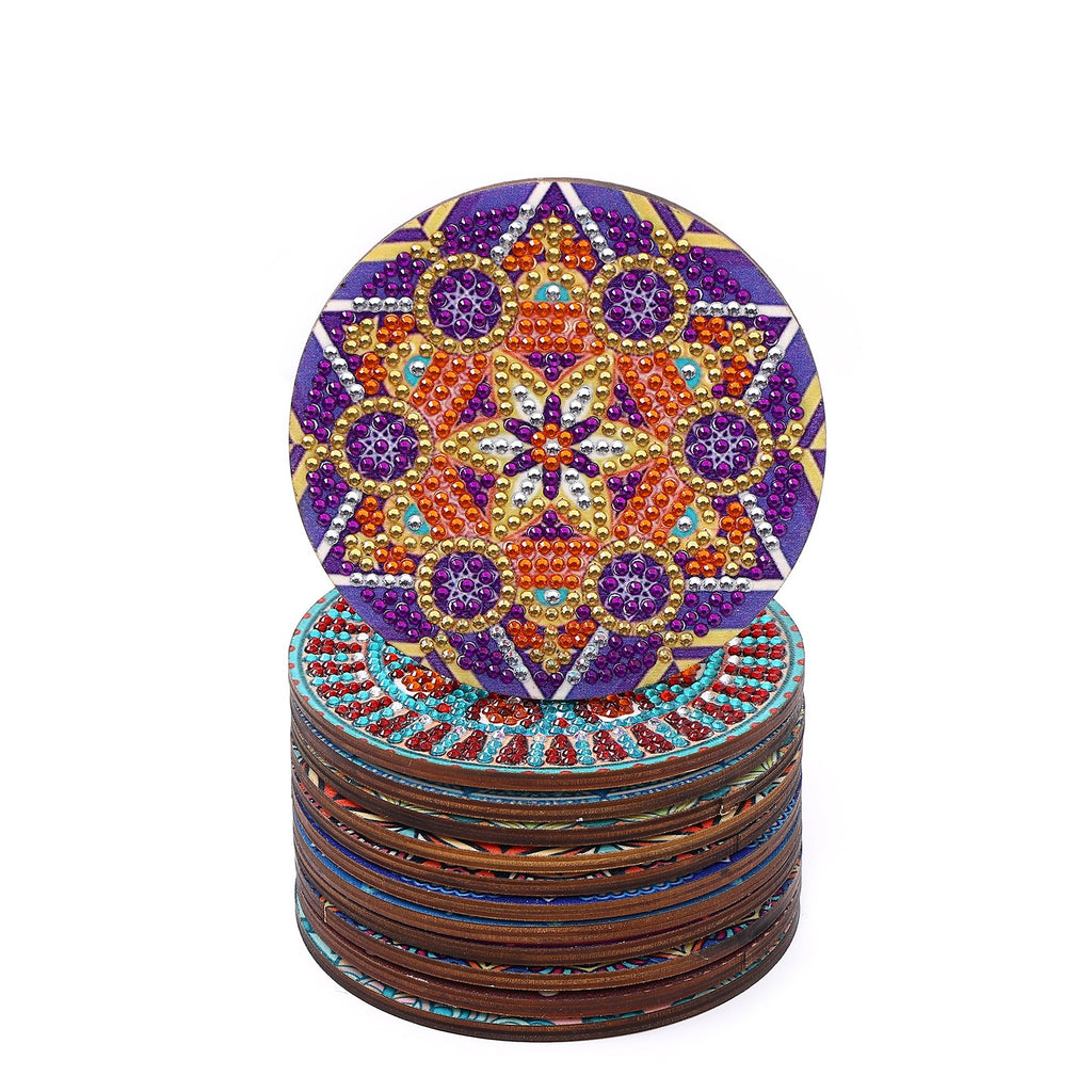 New DIY Diamond Painted Coaster Mat Set of 12 with Datura Pattern