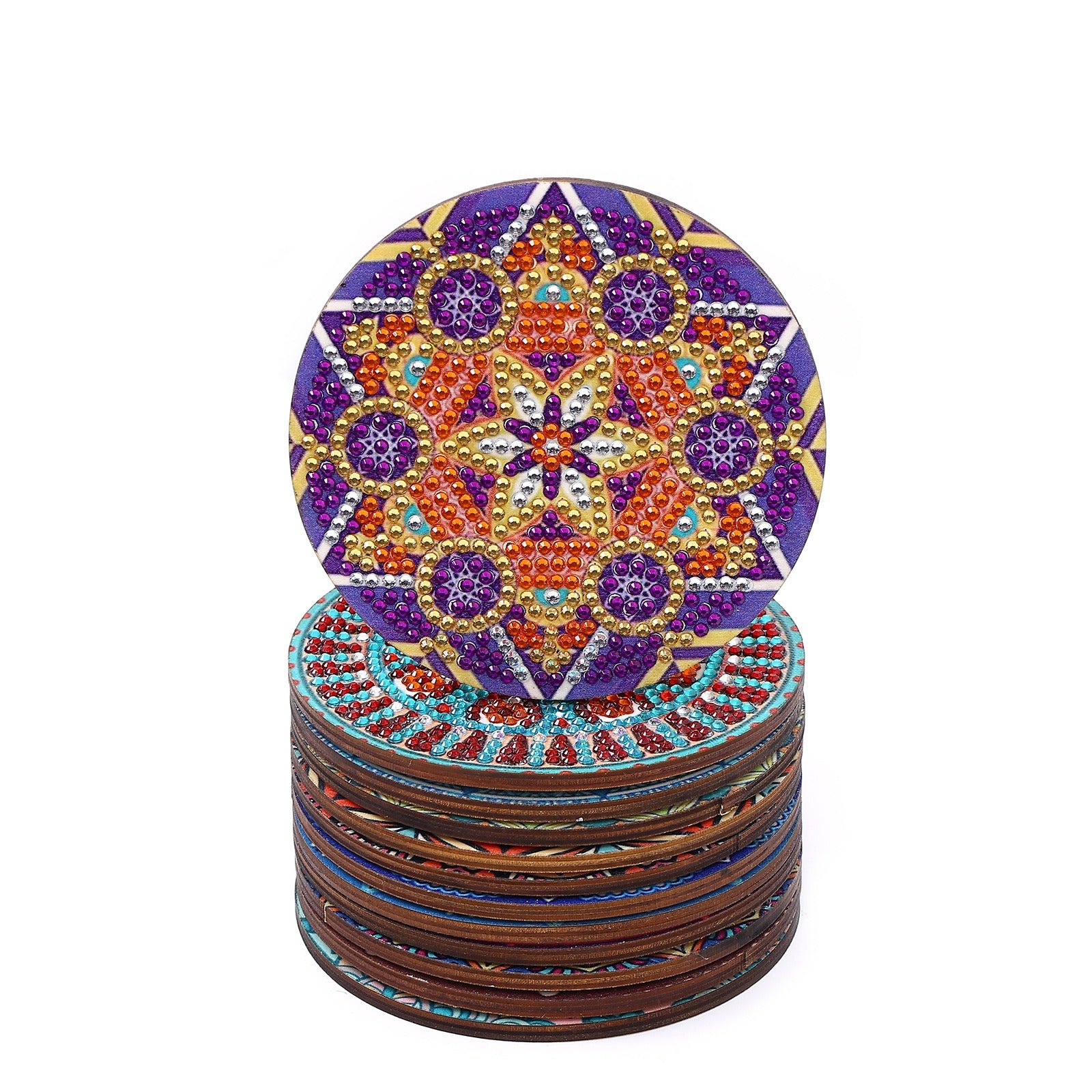 New DIY Diamond Painted Coaster Mat Set of 12 with Datura Pattern