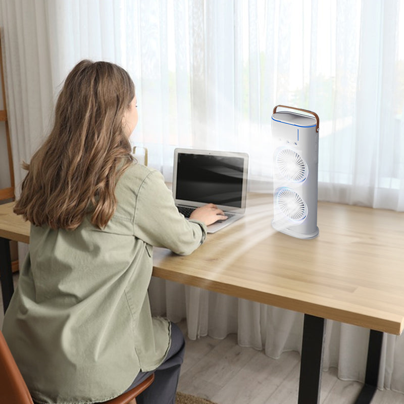 Portable USB Mini Fan with Spray Cooling – Ventilation & LED Light