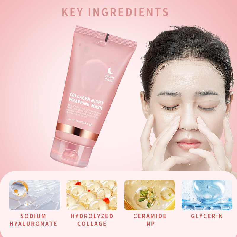 Masque de nuit enveloppant au collagène – Hydratant et moisturisant, masque étirable pour le visage