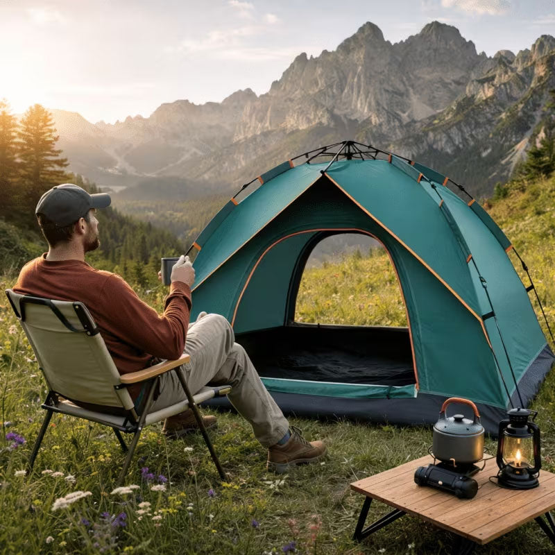 Tente de camping familiale tunnel à double couche, 2 chambres, pour 3 à 12 personnes – Imperméable, coupe-vent et résistante aux UV
