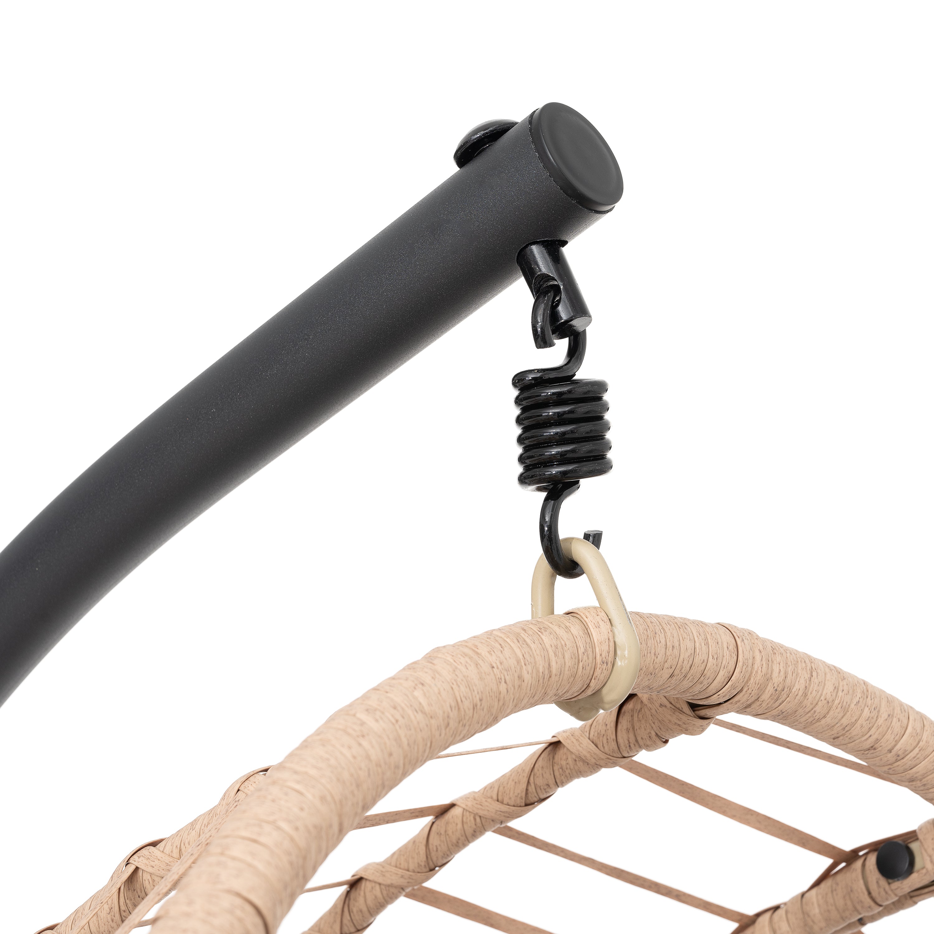 Fauteuil suspendu balançoire œuf pour usage intérieur et extérieur – Rotin couleur naturelle, avec coussin