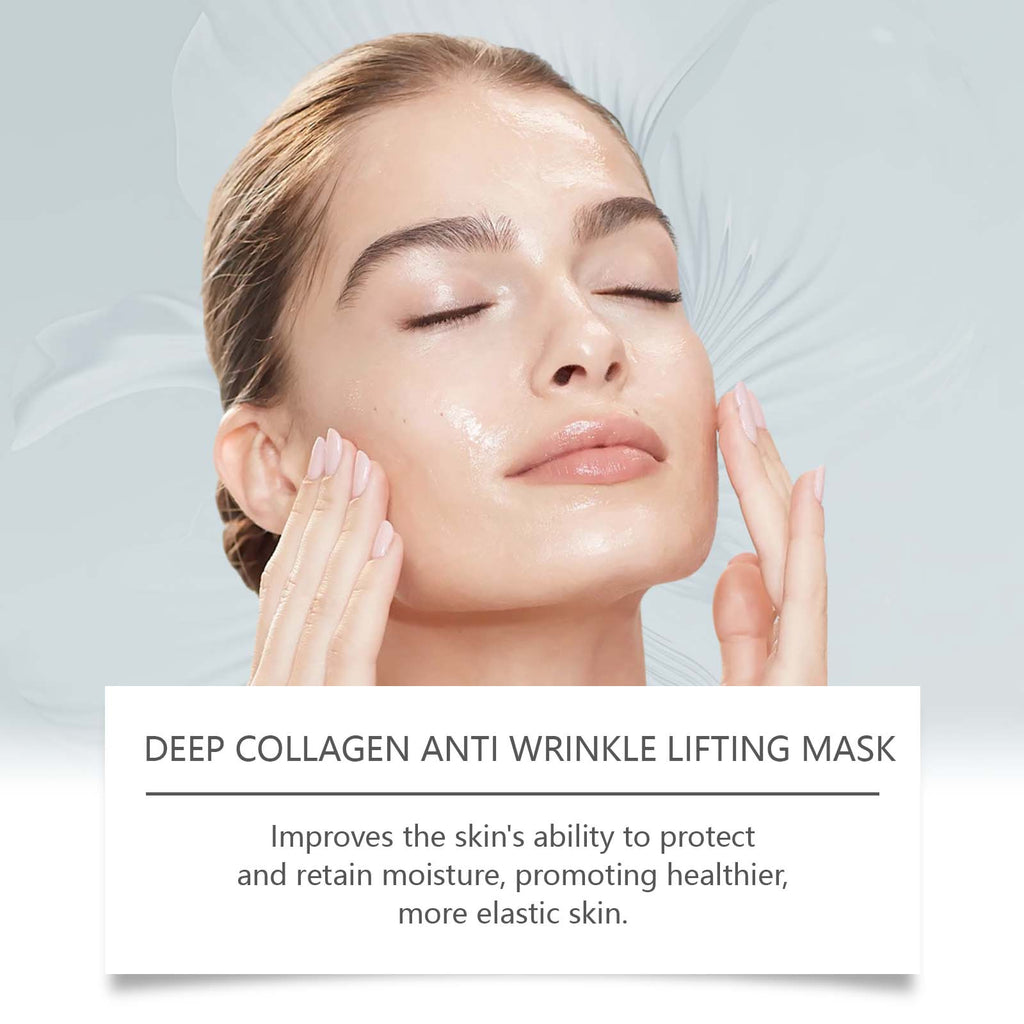 Masque anti-rides au collagène – Visage hydratant, nourrissant, raffermissant et lissant les ridules