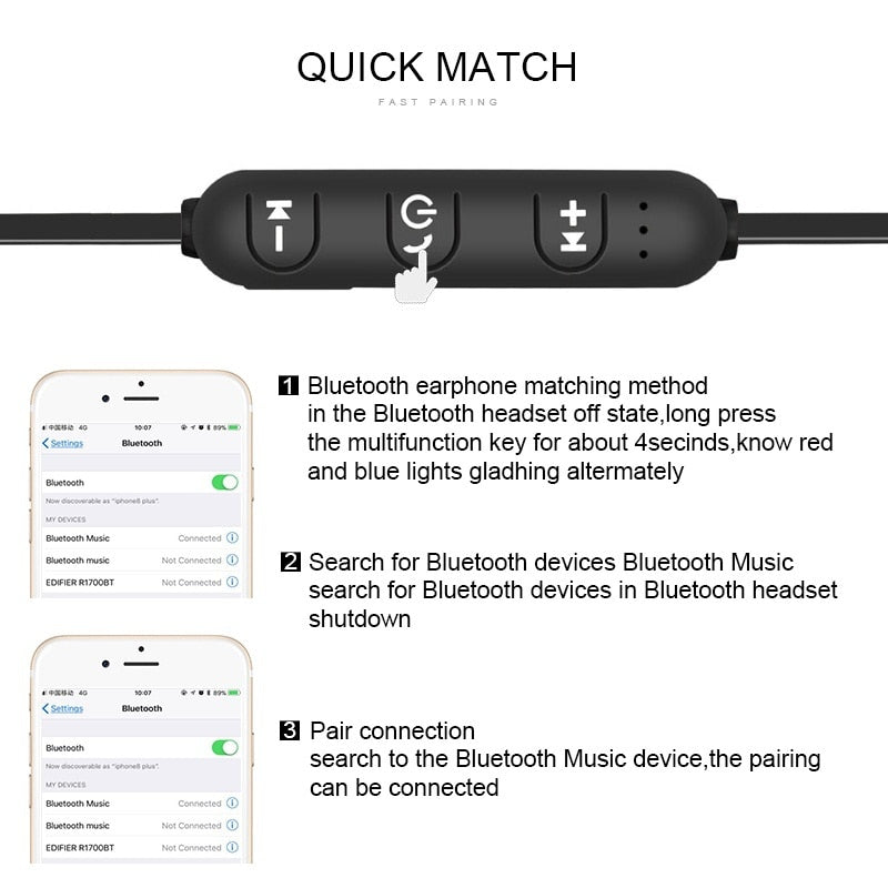 Neckband Magnetic Earphones Sports 5.0 Bluetooth with mic