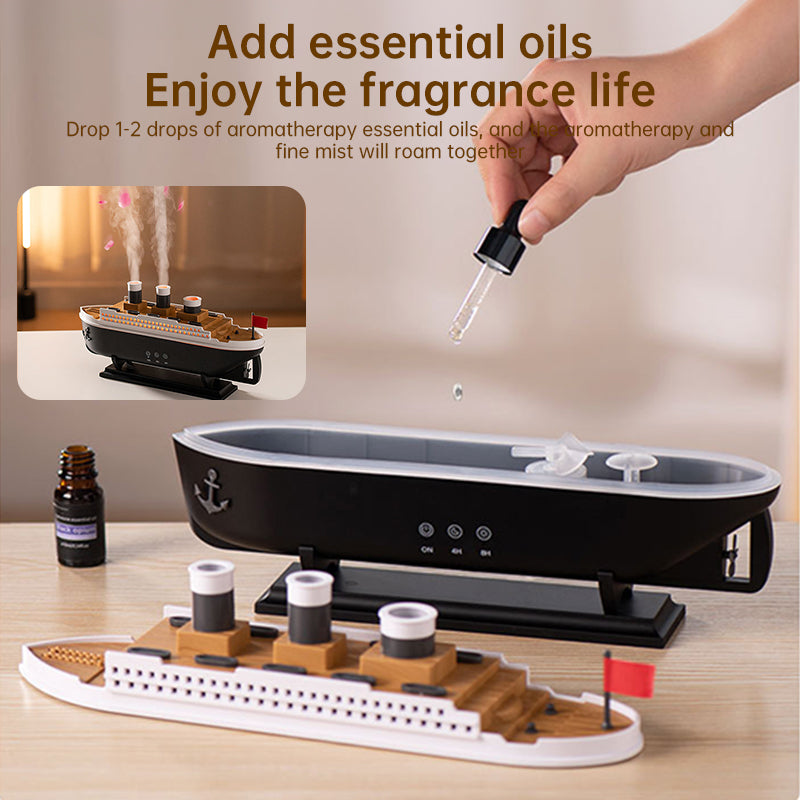 Humidifier Titanic ship model (250ml), essential oil diffuser with jellyfish smoke ring