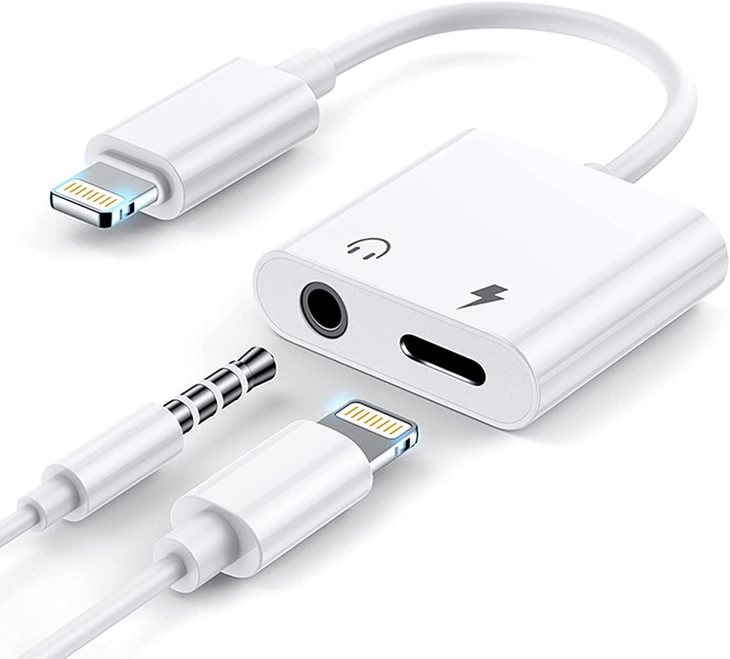 2 in 1 Audio Charge Adapter For iPhone 7 8 Plus X XS XR MAX Dual Lightning 3.5mm Jack