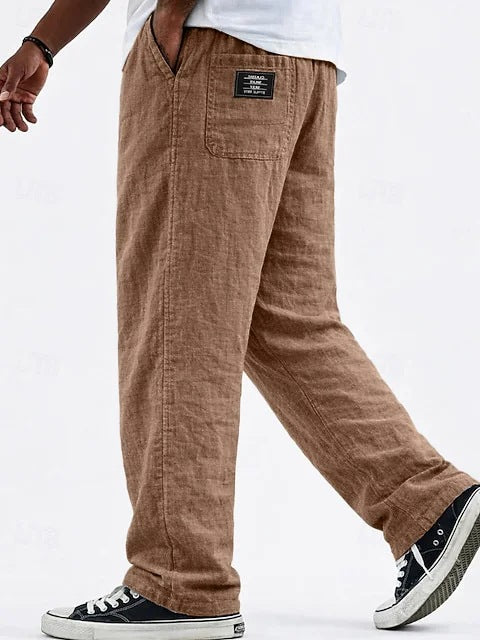 Linen Loose Pant Drawstring Cotton-Linen Casual Straight Wide leg