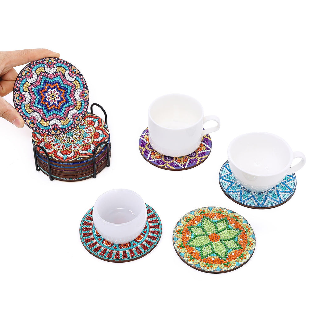 New DIY Diamond Painted Coaster Mat Set of 12 with Datura Pattern