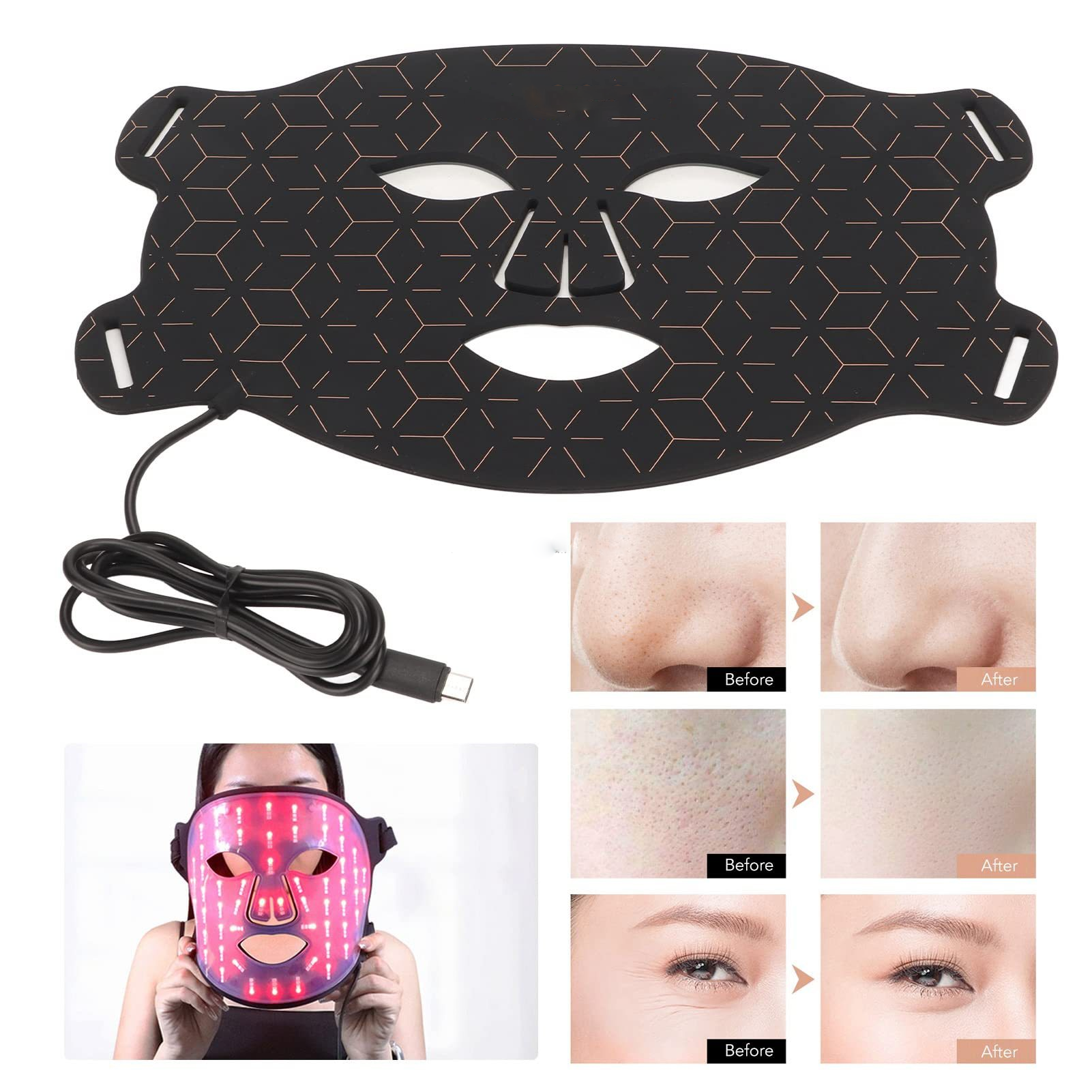 Masque de beauté en silicone à photons LED - Rajeunissement par luminothérapie