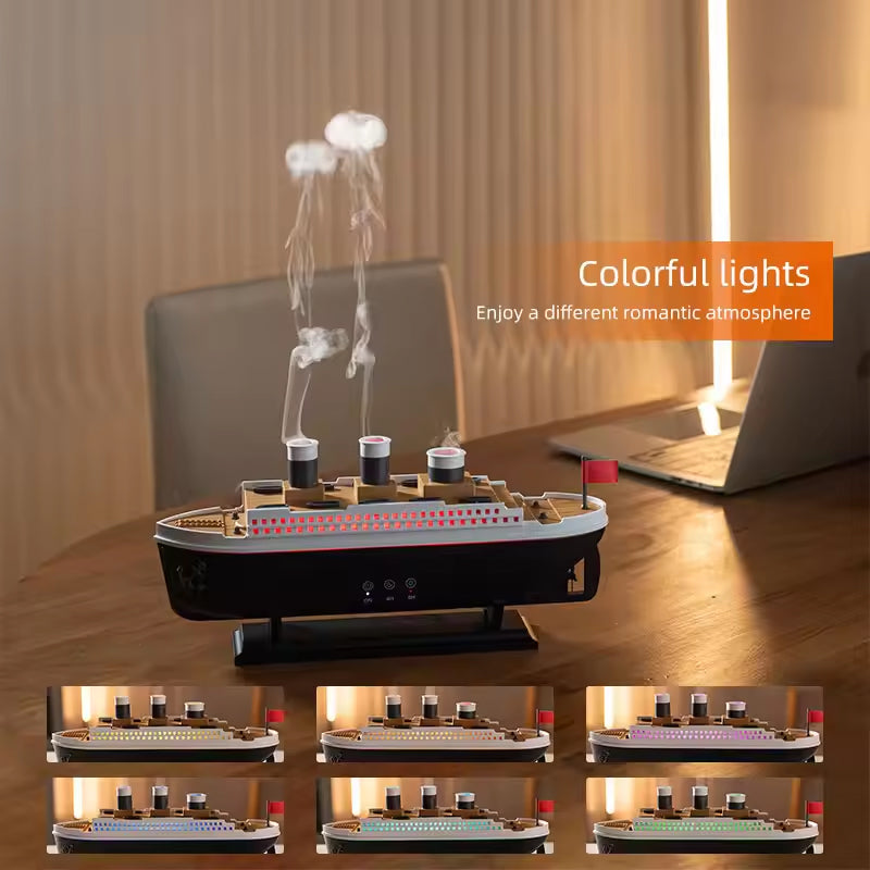 Humidifier Titanic ship model (250ml), essential oil diffuser with jellyfish smoke ring