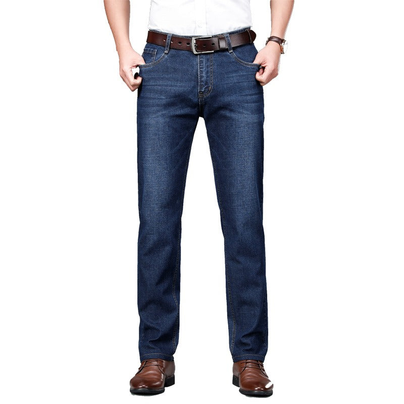 Jean homme coupe droite – Coton, fin, taille médiane avec élasticité, style classique