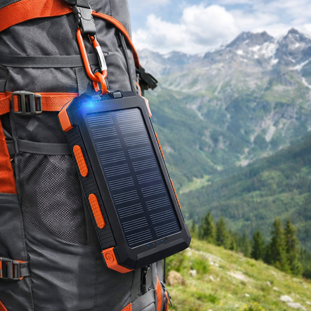 Strong waterproof solar mobile power supply 20000mAh with compass