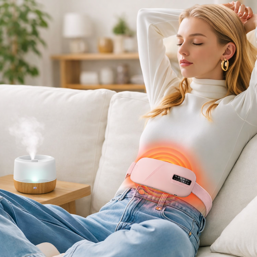Portable abdominal massage heating device
