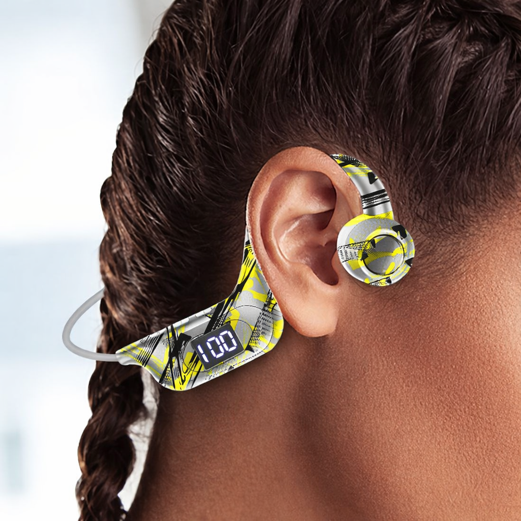 Graffiti Bone Conduction Bluetooth Earphones Digital Display AKZ-G9