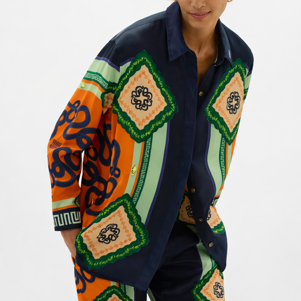 Ensemble imprimé chemise manches longues et pantalon décontracté