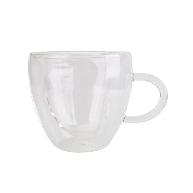 Mug en verre à double paroi 180 ml/240 ml thermorésistant en forme de cœur