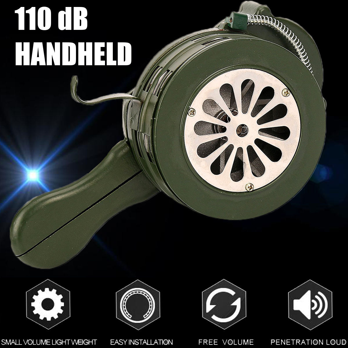 Green Aluminium alloy Crank Hand Operated Air Raid Emergency 110dB
