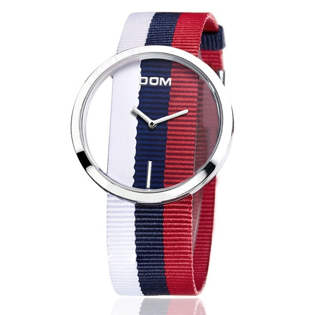 Montre Élégante Femme DOM Décontractée Étanche 30m Quartz Bracelet en Cuir Véritable