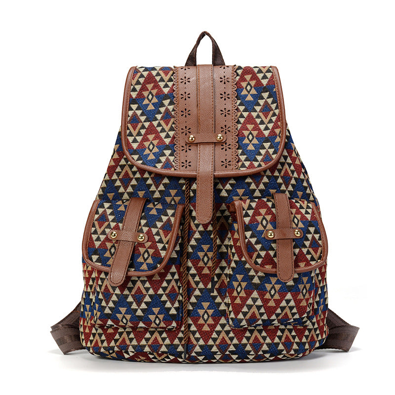 Sac à dos femme Sansarya – Cuir PU ajouré, bohémien vintage, sac à cordon pour adolescentes et femmes, cartable scolaire