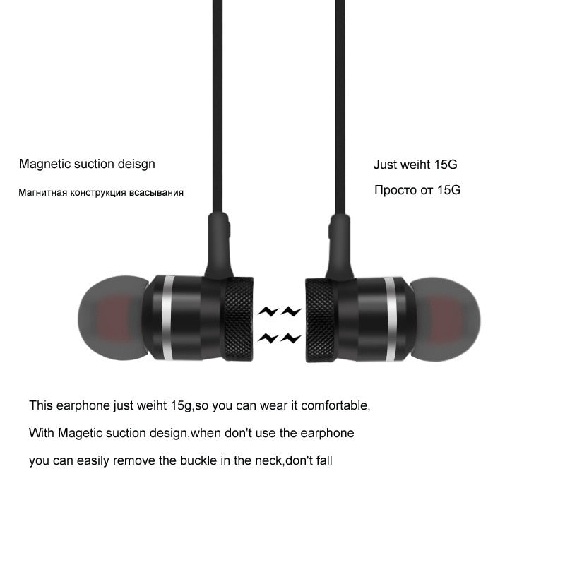 Neckband Magnetic Earphones Sports 5.0 Bluetooth with mic