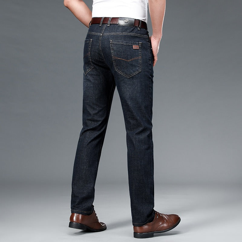Jean homme coupe droite – Coton, fin, taille médiane avec élasticité, style classique
