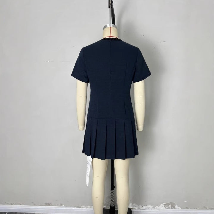 Short sleeved pleated jumpsuit