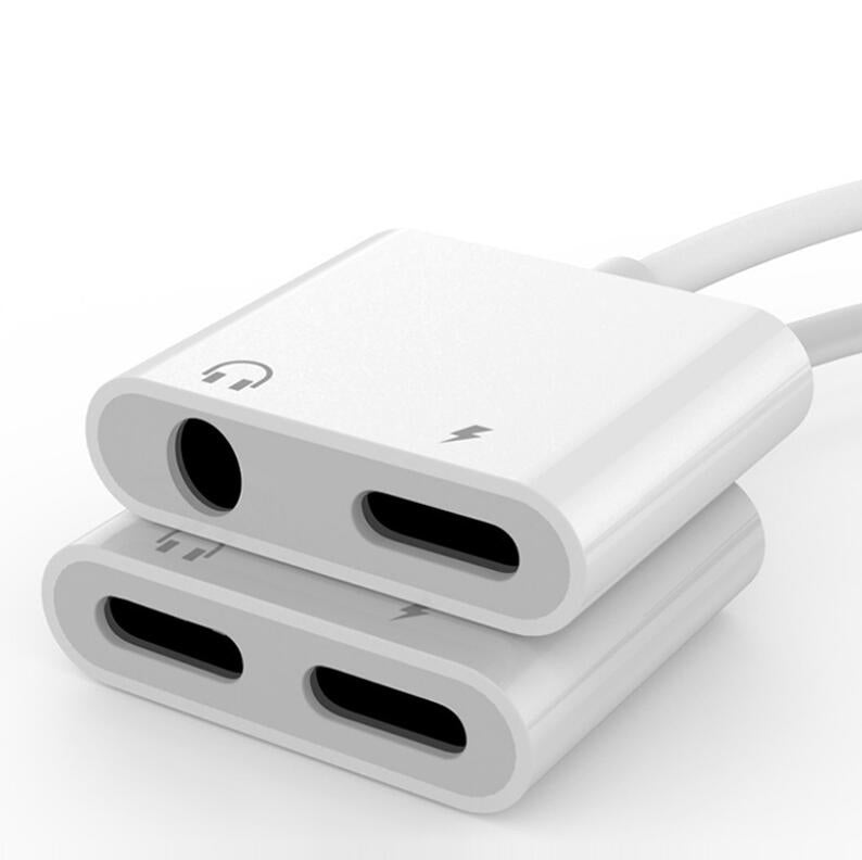 Adaptateur 2 en 1 charge audio pour iPhone 7, 8 Plus, X, XS, XR, MAX – Double connecteur Lightning et jack 3,5 mm