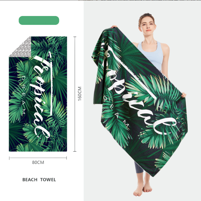 Double sided velvet microfiber beach towel absorbent and quick drying