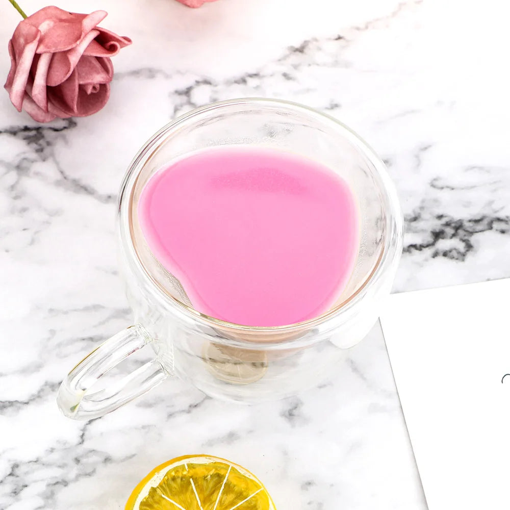 Mug en verre à double paroi 180 ml/240 ml thermorésistant en forme de cœur