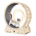 Roue d'exercice pour chats d'intérieur, tapis de course pour chat avec piste moquettée 94 cm - Bois naturel
