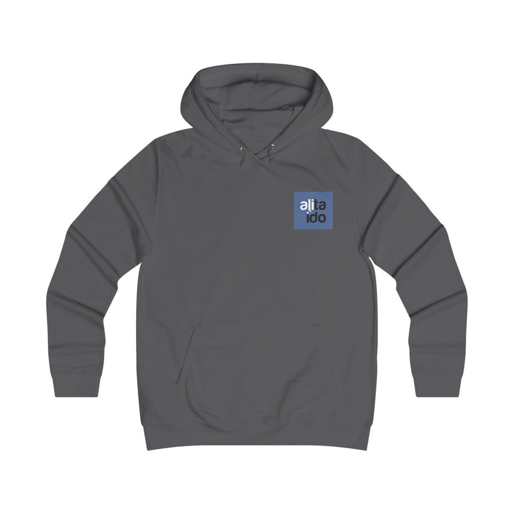 Girlie College Hoodie - Minimal Blue Logo Campus Pullover