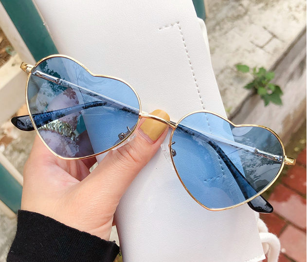 Heart Polarized Metal Sunglasses Decorative Vintage UV400