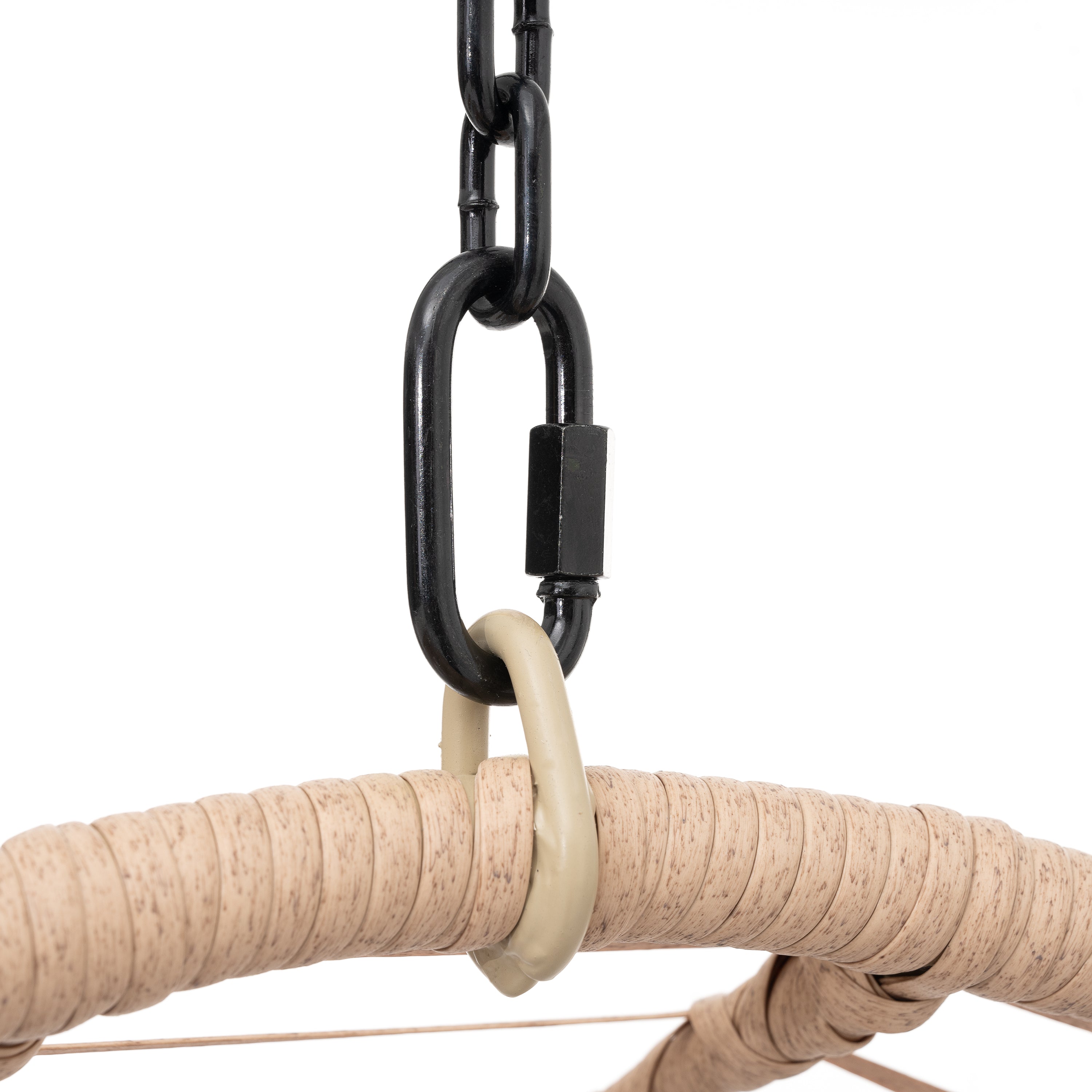 Fauteuil suspendu balançoire œuf pour usage intérieur et extérieur – Rotin couleur naturelle, avec coussin
