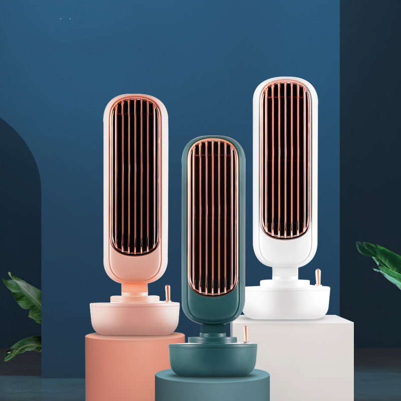 Ventilateur tour d'humidification rétro – Créatif, 2-en-1 avec brumisation, ventilateur intégré sur bureau avec recharge USB