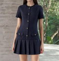 Robe plissée manches courtes