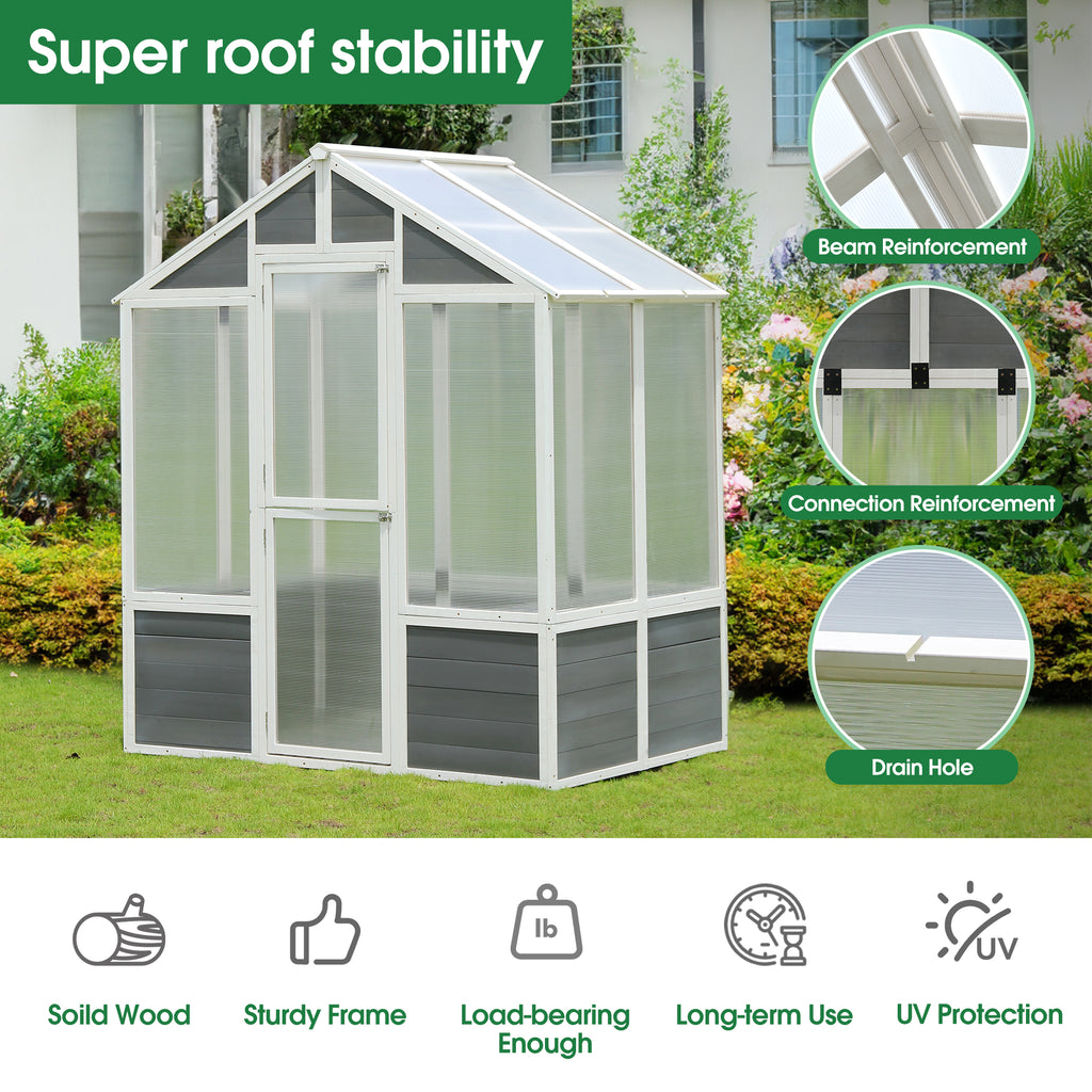 Serre en polycarbonate – avec marchepied / Serre extérieure pour plantes, jardinage sur patio, jardin et pelouse