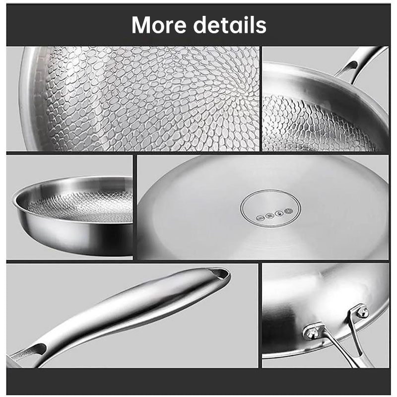 Pure Titanium Nonstick Frying Pan - Coating-Free Patterned