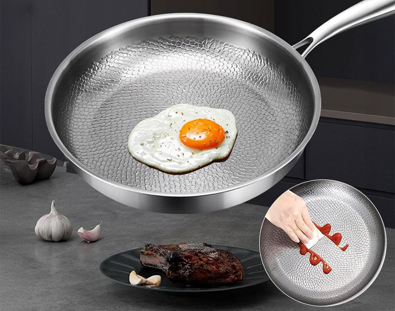 Pure Titanium Nonstick Frying Pan - Coating-Free Patterned