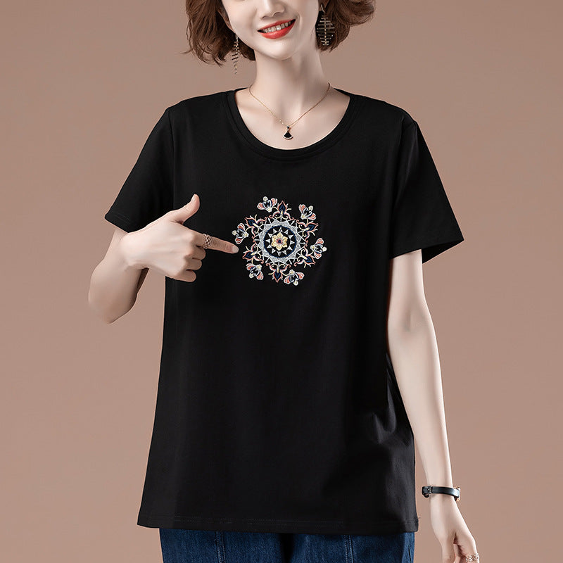 Embroidered short sleeved shirt