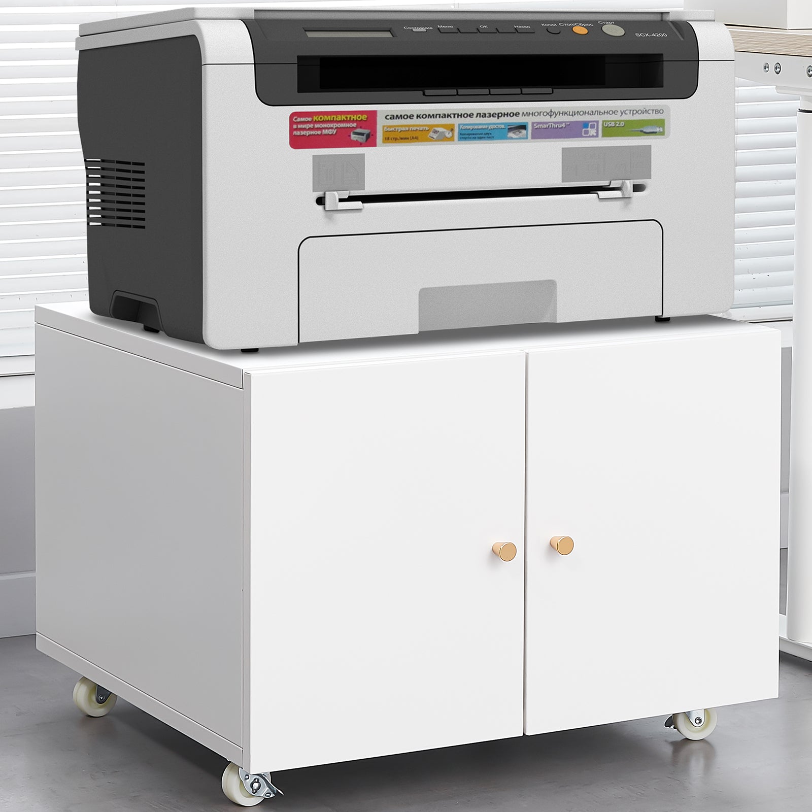 Office furniture Copier Cabinet white mobile pedestal file Printer Stand