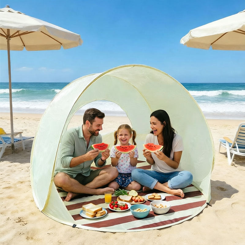 Tente de plage robuste avec mâtins renforcés – Abri anti-vent et protection UV