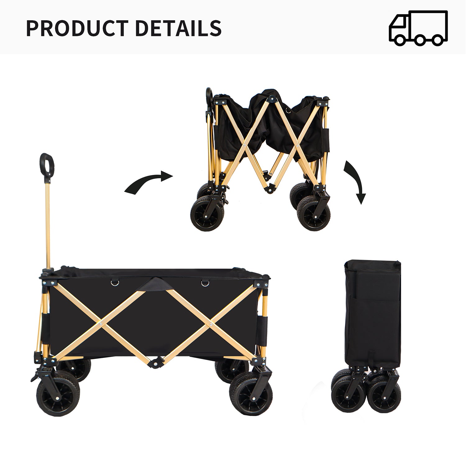 Chariot de plage pliant robuste – Utilitaire pour sable avec grandes roues