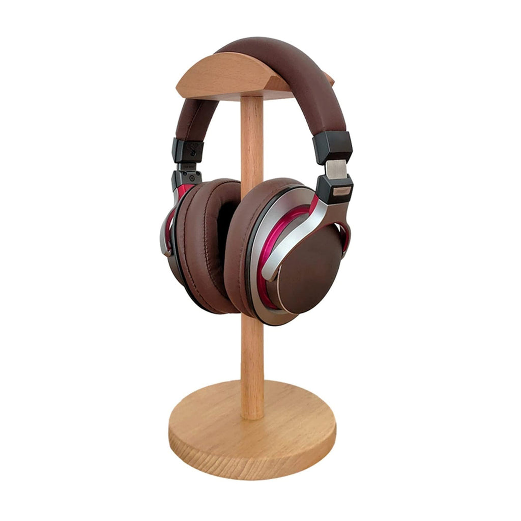 Wooden headphone stand with solid wood base