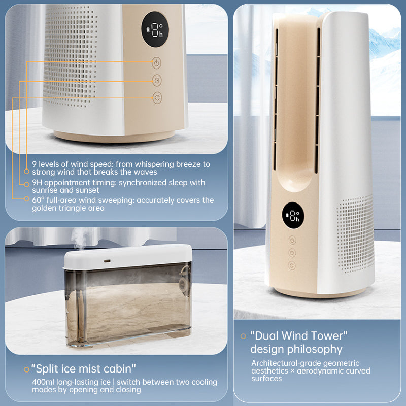 Portable Tower Fan – 6 Speeds, Mist spray