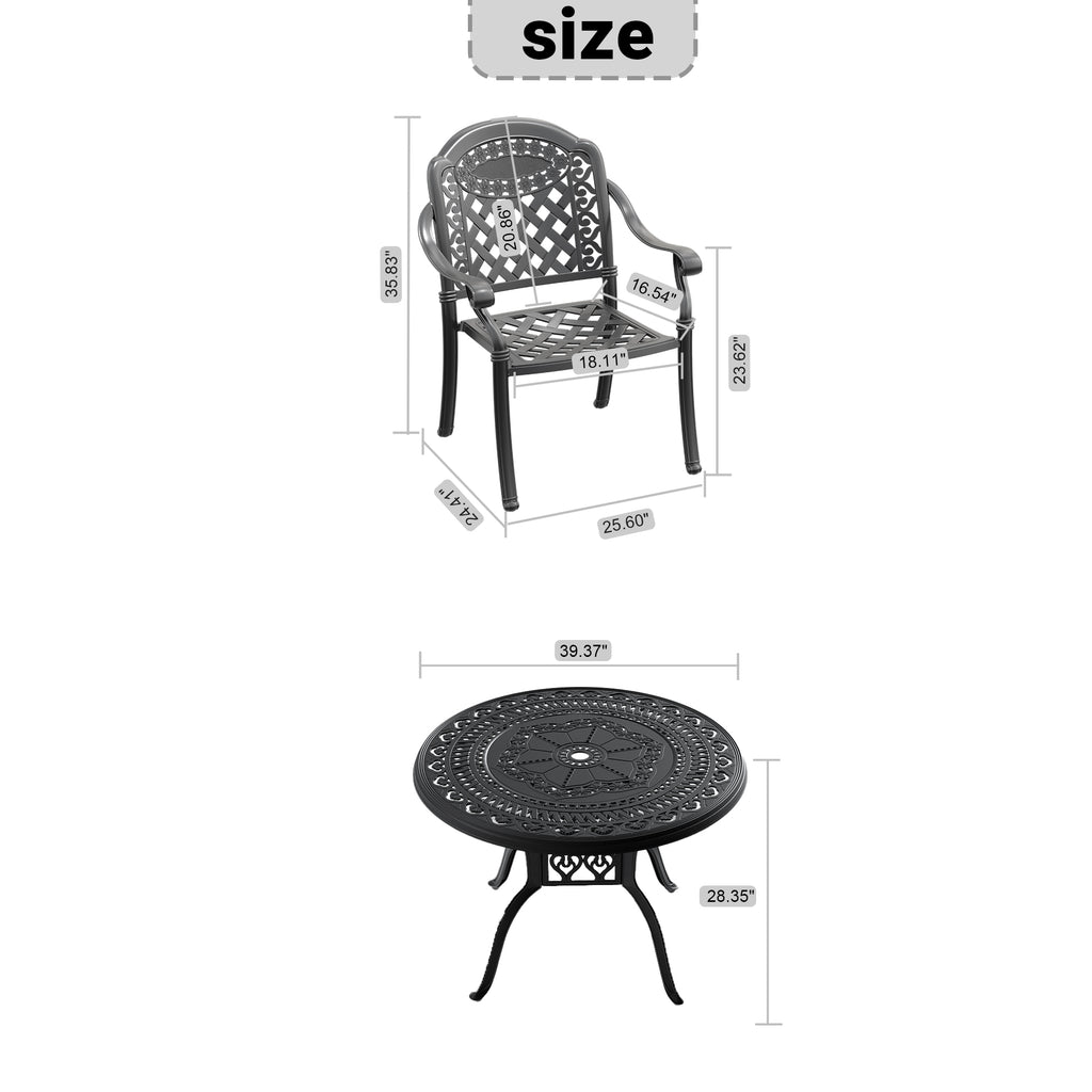 5-Pieces Set Of Cast Aluminum Patio Furniture With Cushions (In Random Colors)
