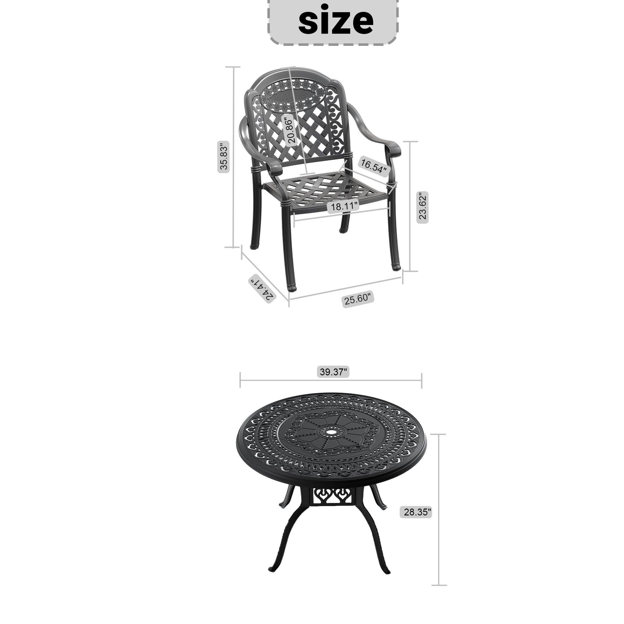 5-Pieces Set Of Cast Aluminum Patio Furniture With Cushions (In Random Colors)