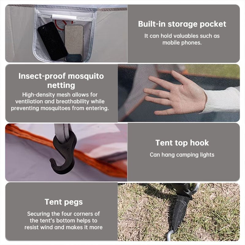 Tente de camping familiale tunnel à double couche, 2 chambres, pour 3 à 12 personnes – Imperméable, coupe-vent et résistante aux UV