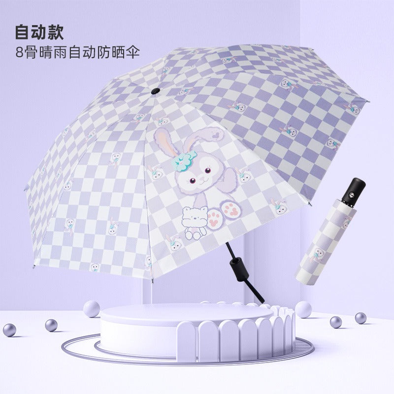 Small Fresh Rain Sun Shading Dual-Purpose Black Glue Sun Umbrella Fruit Umbrella Sunscreen Adult Automatic Triple Umbrella