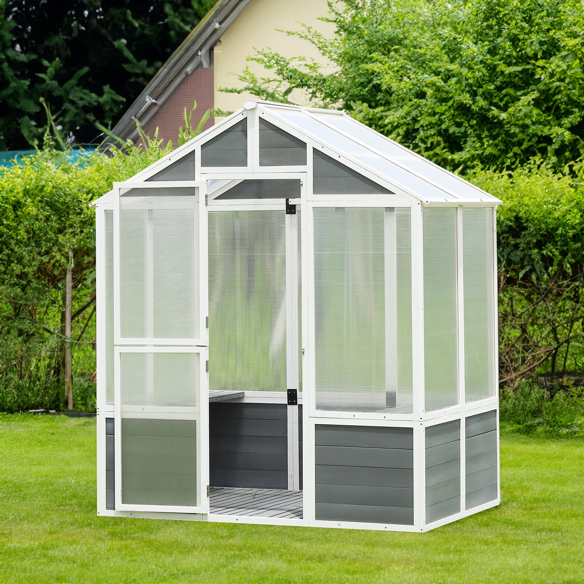 Serre en polycarbonate – avec marchepied / Serre extérieure pour plantes, jardinage sur patio, jardin et pelouse