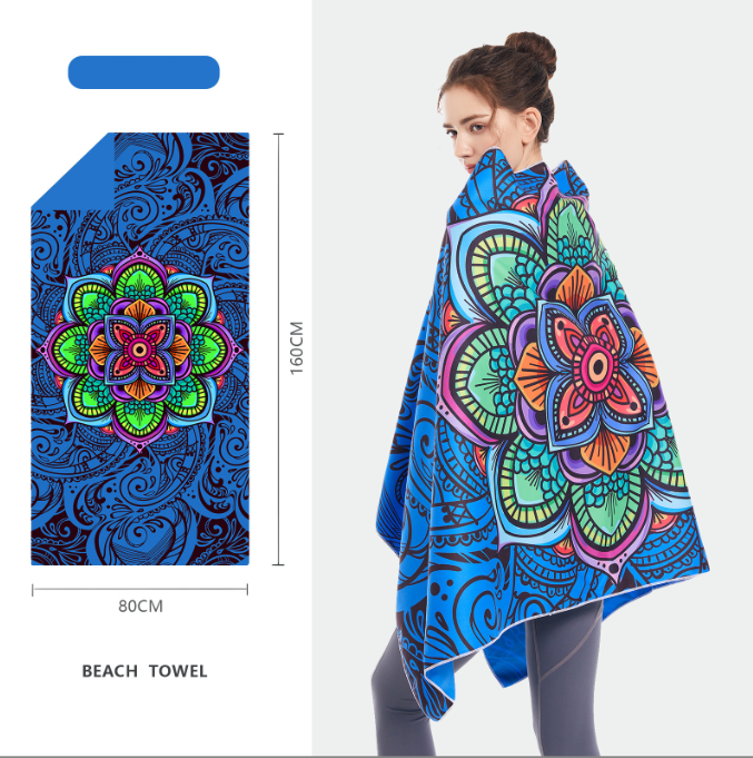 Double sided velvet microfiber beach towel absorbent and quick drying